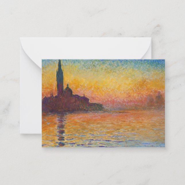 Cartão De Notas Claude Monet - San Giorgio Maggiore em Dusk (Frente)