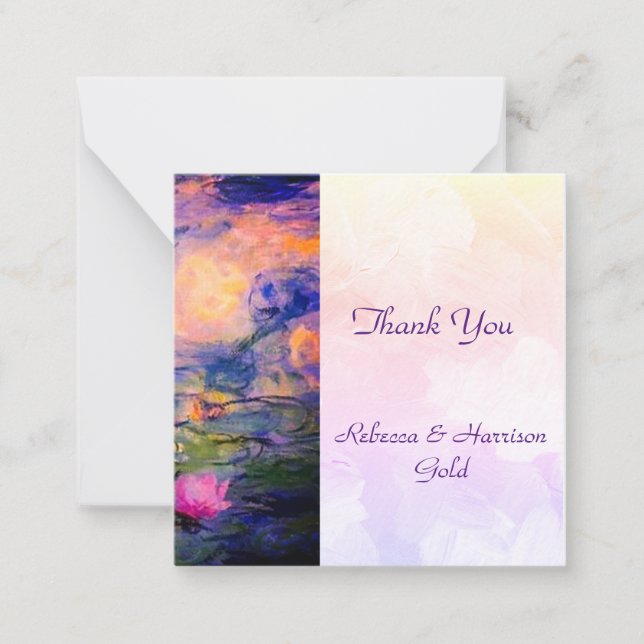 Cartão De Notas Claude Monet Water lilies Wedding Thank You Card (Frente)