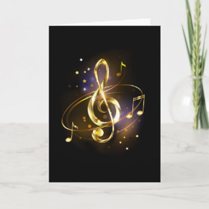Cartão De Notas Clave de Sol de Música Dourada
