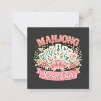 Cartão De Notas Clube Social de Mahjong Laço Floral Rosa