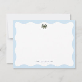 Cartão De Notas Coastal Blue Crab Personalized Stationery