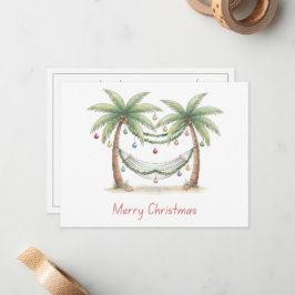 Cartão De Notas Coastal Christmas Palm Trees With Hammock
