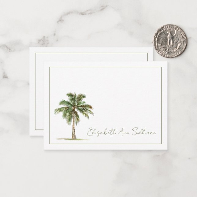 Cartão De Notas Coastal Palm Tree Personalized (Frente/Verso In Situ)