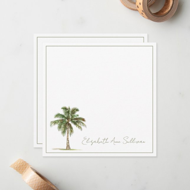 Cartão De Notas Coastal Palm Tree Personalized (Frente/Verso In Situ)