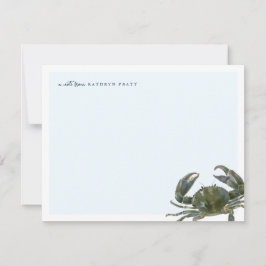 Cartão De Notas Coastal Watercolor Blue Crab  Personal Stationery