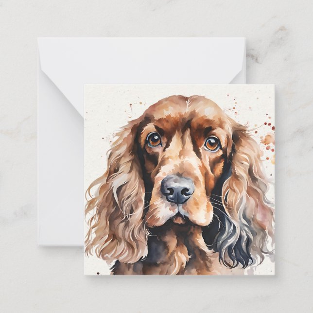 Cartão De Notas Cocker Spaniel Watercolor (Frente)