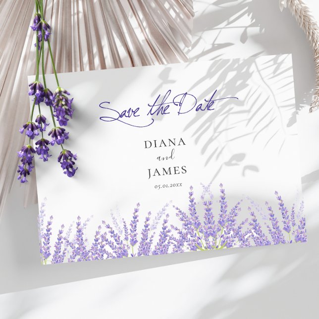 Cartão De Notas Cód. QR da Caligrafia Roxa Elegante Salvar data (Elegant Purple Calligraphy QR Code Save the date Note Card)