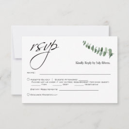 Cartão De Notas Código de Casamento Eucalyptus QR do Script Elegan