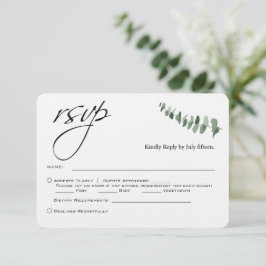 Cartão De Notas Código de Casamento Eucalyptus QR do Script Elegan