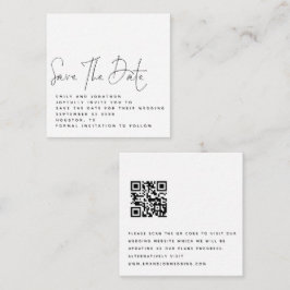 Cartão De Notas Código QR branco preto MINI Casamento Salve a Data