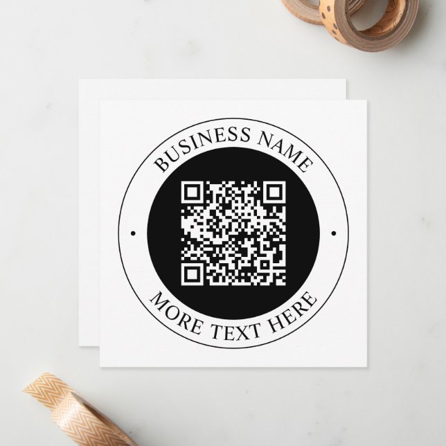 Cartão De Notas Código QR com Nome da Empresa Texto Circular Editá (Frente/Verso In Situ)