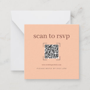 Cartão De Notas Código QR de RSVP Online para Casamento Moderno em