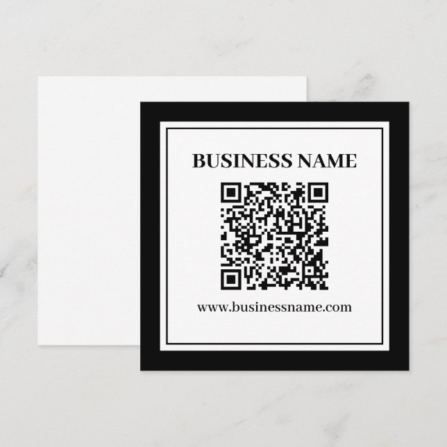 Cartão De Notas Código QR empresarial | Preto e Branco (Frente/Verso)