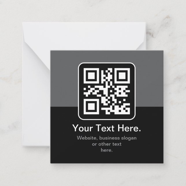 Cartão De Notas Código QR Modern Escaneável | Preto, Cinza e Branc (Frente)