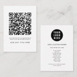Cartão De Notas Código QR personalizado Logotipo comercial moderno