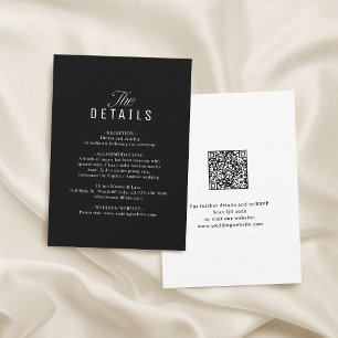 Cartão De Notas Código QR Preto Detalhes de Casamento Elegantes