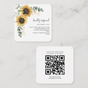 Cartão De Notas Código QR RSVP Casamento Girassol Eucalipto