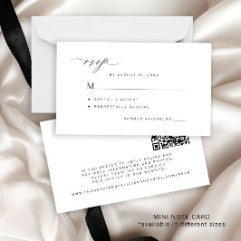 Cartão De Notas código QR simples resposta de casamento preto e br