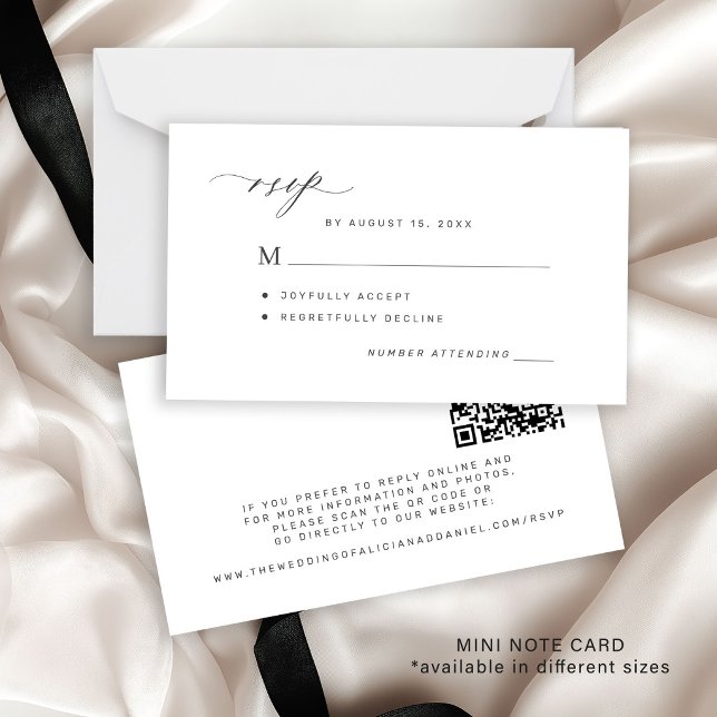 Cartão De Notas código QR simples resposta de casamento preto e br (Criador carregado)