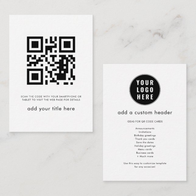Cartão De Notas Código QR simples Trendência de logotipo comercial (Frente/Verso)