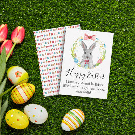 Cartão De Notas coelho de aquarelas do felz pascoa e coroa primave
