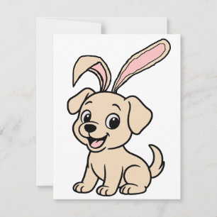 Cartão De Notas Coelho de Páscoa Desenho Animado Labrador Amarelo