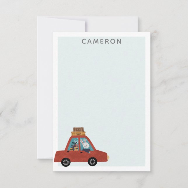 Cartão De Notas Coelho de viagem de Natal personalizado (Frente)