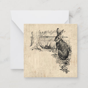 Cartão De Notas Coelho Vintage - Arte Coelhinha Ilustrada