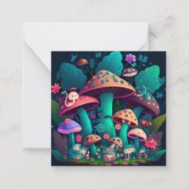 Cartão De Notas Cogumelos em campo