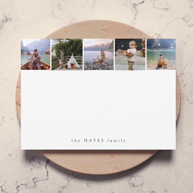 Cartão De Notas Colagem de Fotografias Mínima Limpo Simples Branco (Criador carregado)