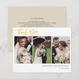 Cartão De Notas Colagem de Fotos de Casamento de Newlyweds Obrigad