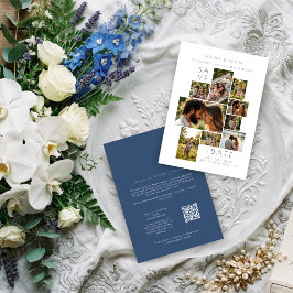 Cartão De Notas Colagem de Fotos de Casamento Minimalista 9 Fotos