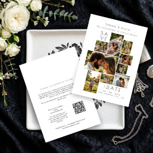Cartão De Notas Colagem de Fotos de Casamento Minimalista Moderno 