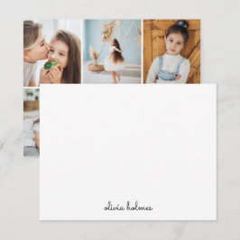 Cartão De Notas Colagem de Fotos Monograma Moderno e Elegante