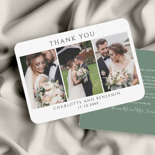 Cartão De Notas Colagem de Fotos no Dia do Casamento Obrigado