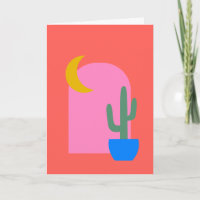 Colorida Boho Cactus Moon Shapes em Vermelho e Ros