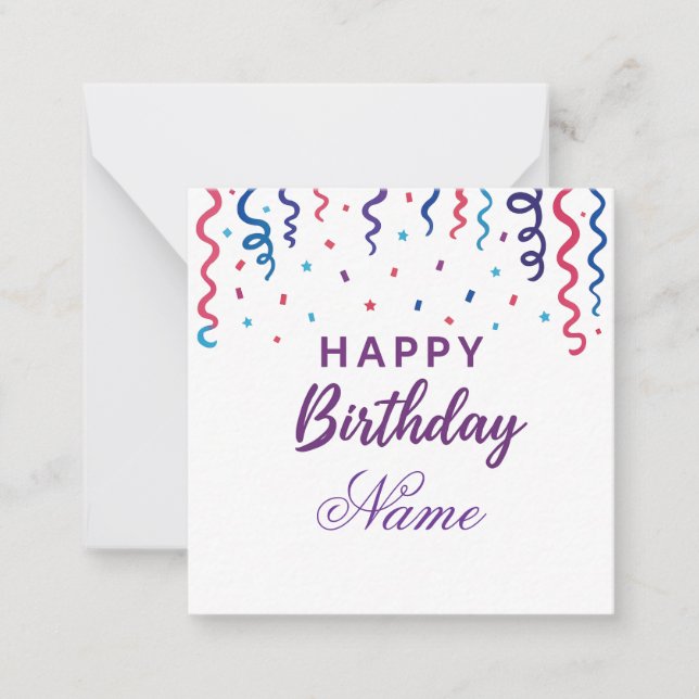 Cartão De Notas Colorida Confetti Happy Birthday (Frente)