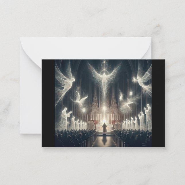 Cartão De Notas Com os anjos e os Santos (Frente)