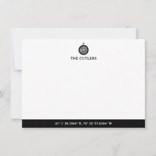 Cartão De Notas Compass do Tema Náutico, Preto, Personalizado