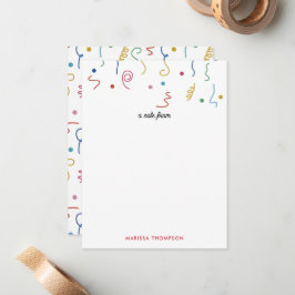 Cartão De Notas Confetes de Festa Coloridos com Nome Personalizado