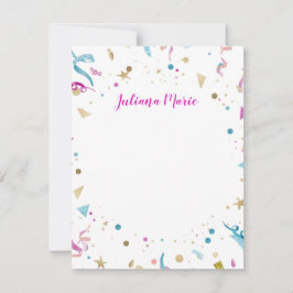 Cartão De Notas Confetti Party Pink and Blue Sparkle