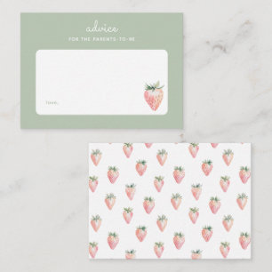 Cartão De Notas Conselhos Parentais de Morango com Aquarela Rosa