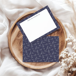 Cartão De Notas Constelações de Cachorro Branco Monograma Azul Dus