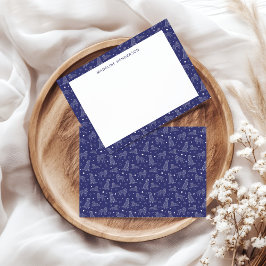 Cartão De Notas Constelações de Cachorro Escuro Monograma Azul