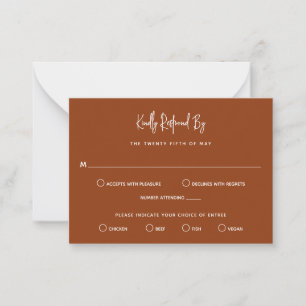 Cartão De Notas Copper Minimalista Moderno Mini RSVP de Casamento