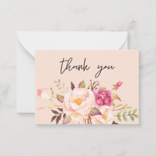 Cartão De Notas Cor-de-rosa Blush Floral florescente - Rosa Pequen
