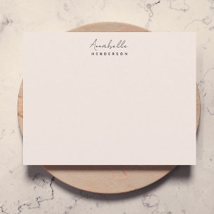 Cartão De Notas Cor-de-rosa-branco monograma Feminina Minimalist