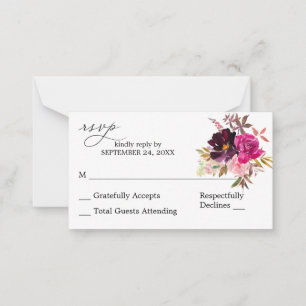 Cartão De Notas Cor-de-rosa do orçamento - RSVP de Refeição de 2SM