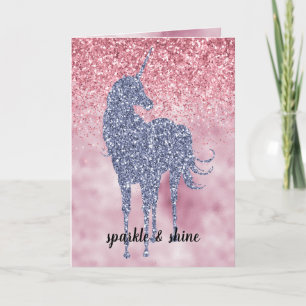 Cartão De Notas Cor-de-rosa Glitzy Roxo Unicórnio