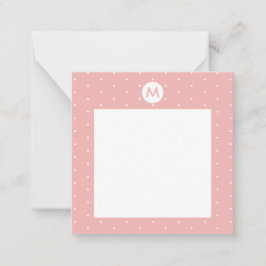 Cartão De Notas Cor personalizada Rosa ponto polka Inicial